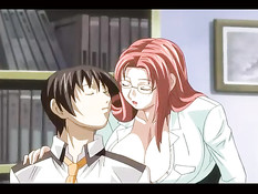 Хентай учительница с огромной грудью ебалась с парнем в бассейне