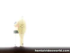 Неопытная хентай девчонка делает минет под присмотром блондинки