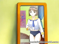 Неопытная хентай девчонка делает минет под присмотром блондинки