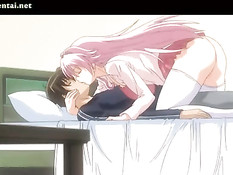 Сладкая аниме девочка с большой грудью ебалась в позе наездницы