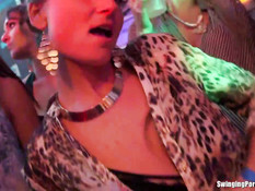 Девчонки делают минет и трахаются на вечеринке в ночном клубе