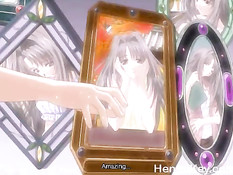 Он руками ласкал половые губы аниме девушки и всунул свой член