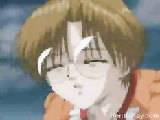 Две хентай девки занимались лесбийским сексом и ебались с парнем