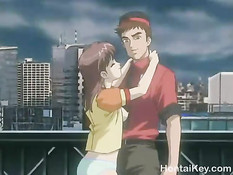 Две хентай девки занимались лесбийским сексом и ебались с парнем