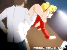 Парень набросился на светловолосую хентай суку и оттрахал раком