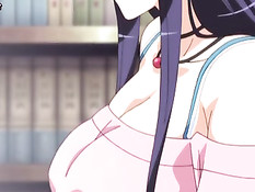 Сисястая хентай девушка с голубыми волосами очень хочет ебаться