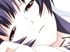 Сисястая хентай девушка с голубыми волосами очень хочет ебаться