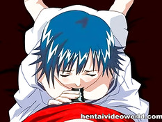 Хентай лесбиянка в маске трахает страпоном грудастую любовницу