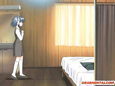 Подруга трахает хентай девушку страпоном, а парень своим членом