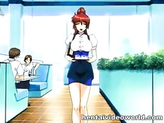 Рыжая хентай милашка показывает свои прелести и ебётся с парнем