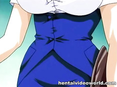 Рыжая хентай милашка показывает свои прелести и ебётся с парнем