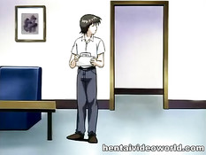 Рыжая хентай милашка показывает свои прелести и ебётся с парнем