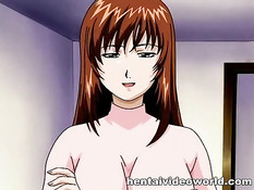 Рыжая хентай милашка показывает свои прелести и ебётся с парнем