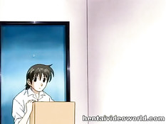 Рыжая хентай милашка показывает свои прелести и ебётся с парнем