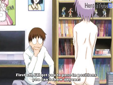 Хентай парень занимается любовью с девчонкой с выбритой киской