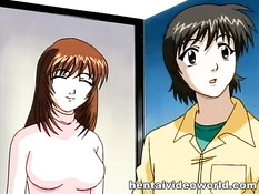 Хентай девушка делает парню минет и насаживается на член сверху