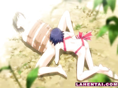 Озабоченная хентай девушка увидела связанного парня и отсосала