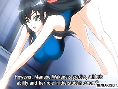 Связанную хентай брюнетку на кровати трахают двумя вибраторами