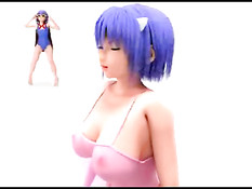 Грудастая 3D девушка с синими волосами трахается в разных позах