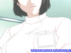 Облизал большую грудь аниме медсестры и оттрахал девку на полу