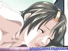 Облизал большую грудь аниме медсестры и оттрахал девку на полу