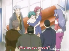 Горячие хентай девки занимаются сексом в вагоне городского метро