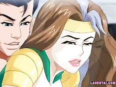 Аниме девки супергерои занимаются лесби сексом и ублажают парня