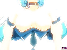 Хентай девственница делает парнишке минет и трахается на кровати