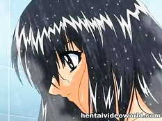 Рыжая хентай лесбиянка ебёт брюнеточку красным фаллоимитатором