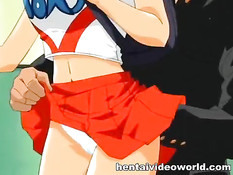 Рыжая хентай лесбиянка ебёт брюнеточку красным фаллоимитатором