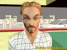 3D блондинке снится сон, как она занимается любовью с продавцом