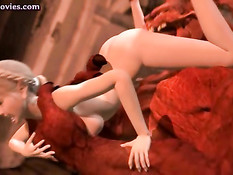 Развратный адский демон делает куннилингус и трахает 3d девушку