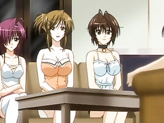 Развратные хентай девушки дрочат член своими большими сиськами