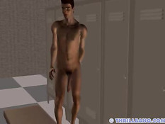 Рыжая 3d женщина с большой грудью ебётся с парнем в раздевалке