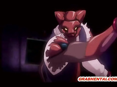 Монстры приковали и оттрахали хентай девку с огромными сиськами