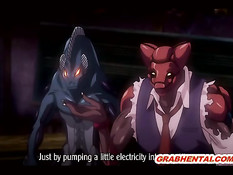 Монстры приковали и оттрахали хентай девку с огромными сиськами