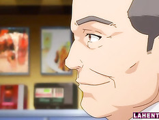 Возбуждённый полный мужчина оттрахал сисястую хентай красотку