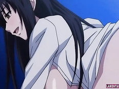 Три сиськастые хентай девушки дают парню ласкать грудь и дрочат