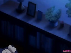 Три сиськастые хентай девушки дают парню ласкать грудь и дрочат