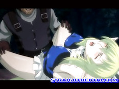 Эльфийскую аниме девку мужики связали и отодрали в ночном лесу