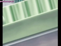 Грудастая аниме девушка дрочит сиськами и делает минет в позе 69