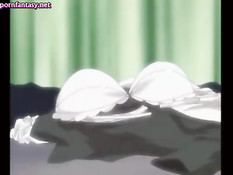 Грудастая аниме девушка дрочит сиськами и делает минет в позе 69