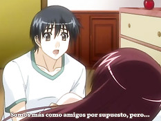 Развратная хентай учительница подрочила член и залезла на парня