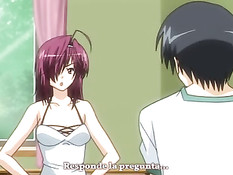 Развратная хентай учительница подрочила член и залезла на парня