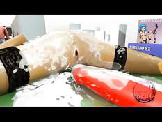 3D девушки занимаются сексом со страпоном в магазине электроники