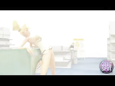 3D девушки занимаются сексом со страпоном в магазине электроники