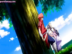 Хентай принцесса с массивной грудью делает минет и дрочит член