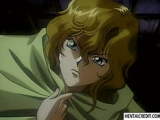 Хентай блондинку заковали в цепи и оттрахали в тёмном подземелье