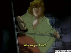 Хентай блондинку заковали в цепи и оттрахали в тёмном подземелье