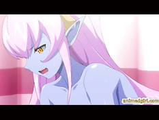 Паренёк оттрахал фиолетовую хентай девчонку с огромной грудью